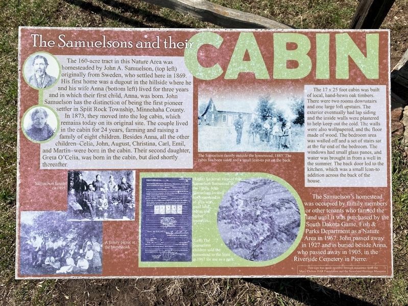 The Samuelsons and their Cabin Marker image. Click for full size.
