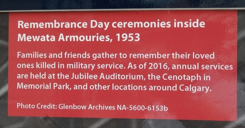 Remembrance Day Ceremonies inside Mewata Armouries, 1953 Marker image. Click for full size.