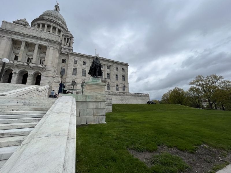 Nathanael Greene Monument on the south side of the Rhode Island State House. Click for full size. Nathanael Greene Monument on the south side of the Rhode Island State House image. Click for full size.