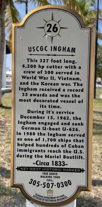 USCGC Ingham Marker. Click for full size. USCGC Ingham Marker image. Click for full size.