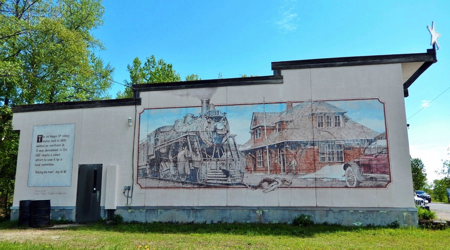 The Old Nipigon CP Railway Station Mural. Click for full size. The Old Nipigon CP Railway Station Mural image. Click for full size.