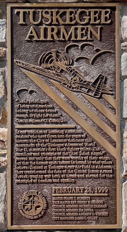 Tuskegee Airmen Marker. Click for full size. Tuskegee Airmen Marker image. Click for full size.