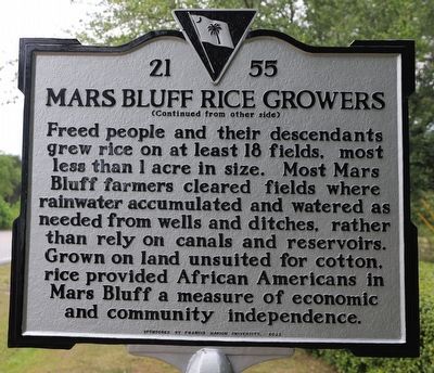 Mars Bluff Rice Growers Marker, Side Two image. Click for full size.