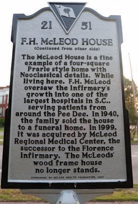F.H. McLeod House Marker Reverse image. Click for full size.