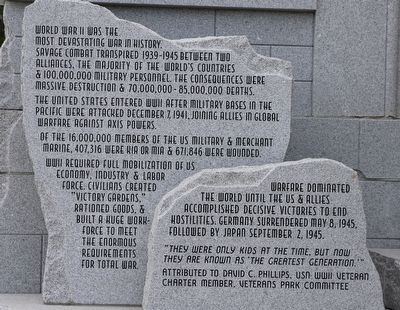 World War II Tribute Marker. Click for full size. World War II Tribute Marker image. Click for full size.