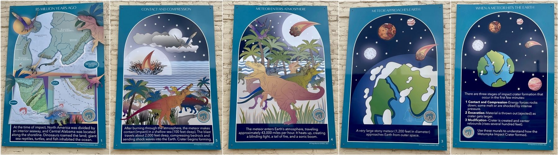 Wetumpka Impact Crater Formation markers 1-5 image. Click for full size.