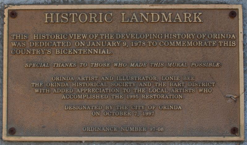 Orinda Mural Marker. Click for full size. Orinda Mural Marker image. Click for full size.