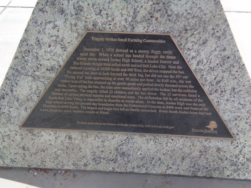 1938 School Bus/Train Accident Memorial Marker image. Click for full size.
