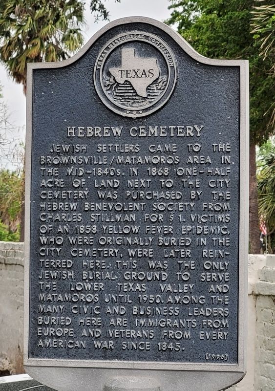 Hebrew Cemetery Marker image. Click for full size.