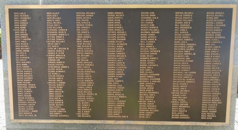 World War II Memorial Honor Roll image. Click for full size.