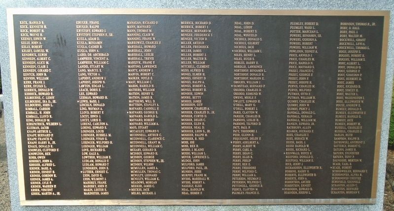 World War II Memorial Honor Roll image. Click for full size.