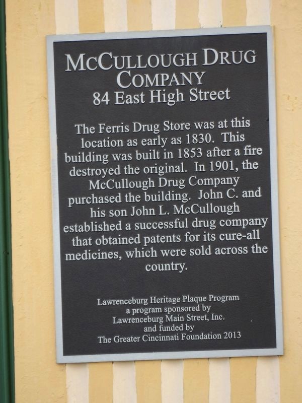 McCullough Drug Company Marker. Click for full size. McCullough Drug Company Marker image. Click for full size.