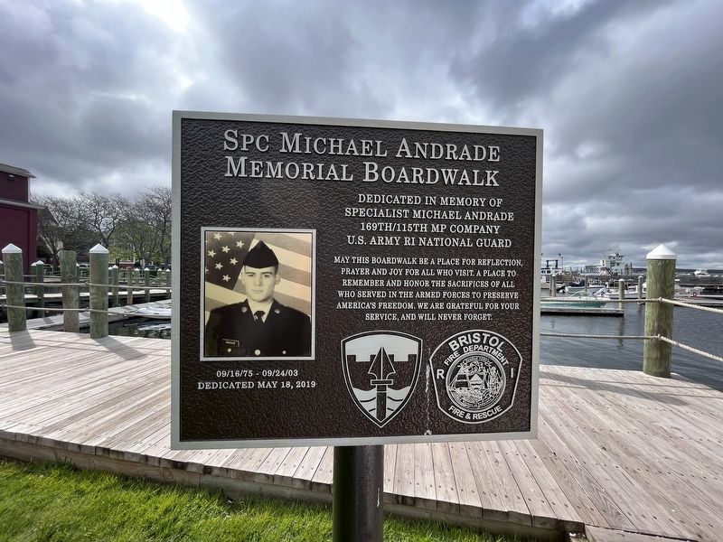 Spc Michael Andrade Memorial Boardwalk Marker image. Click for full size.