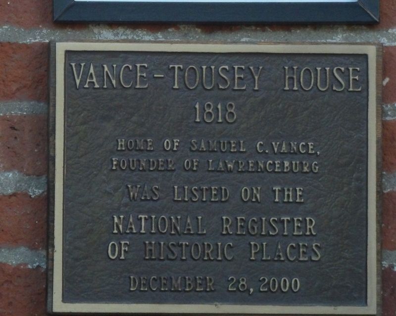 Vance-Tousey House Marker image. Click for full size.