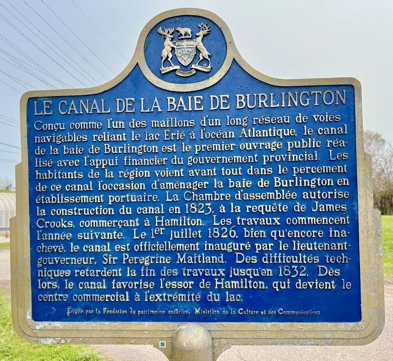 Burlington Bay Canal/ Le Canal de la Baie de Burlington Marker (fran�ais) image. Click for full size.