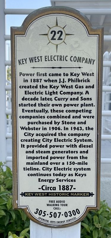 Key West Electric Company Marker image. Click for full size.