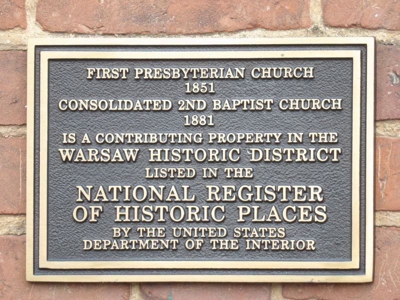 First Presbyterian Church / Consolidated 2nd Baptist Church Marker image. Click for full size.