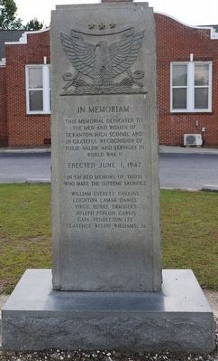 Scranton High School World War II Veterans Memorial Marker. Click for full size. Scranton High School World War II Veterans Memorial Marker image. Click for full size.