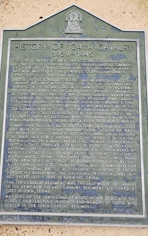 History of 124th Cavalry Marker image. Click for full size.