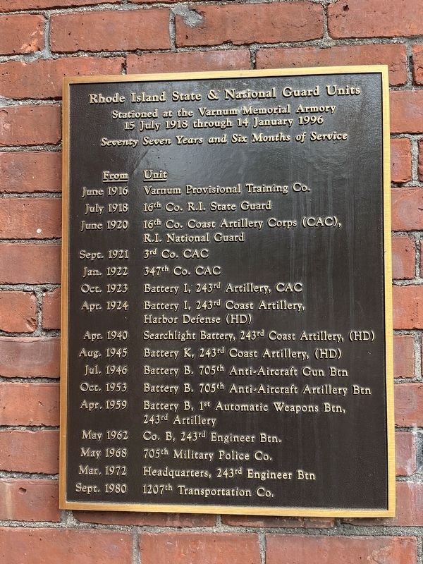 Rhode Island State & National Guard Units Marker image. Click for full size.