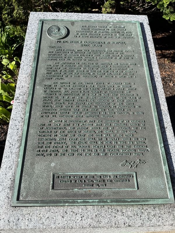 The Famous Letter by President George Washington Marker image. Click for full size.