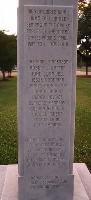 Lee County World War I and World War II Supreme Sacrifice Memorial. Click for full size. Lee County World War I and World War II Supreme Sacrifice Memorial image. Click for full size.