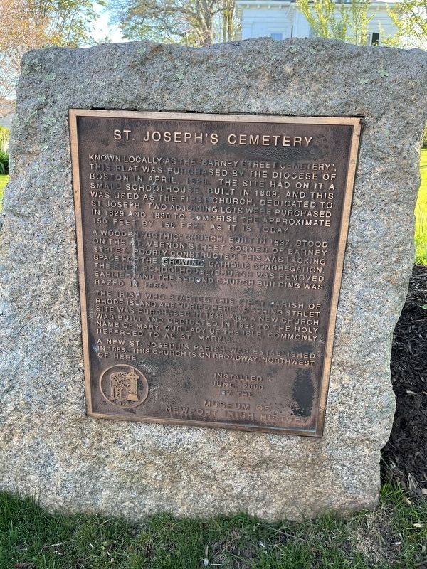 St. Joseph's Cemetery Marker. Click for full size. St. Joseph's Cemetery Marker image. Click for full size.