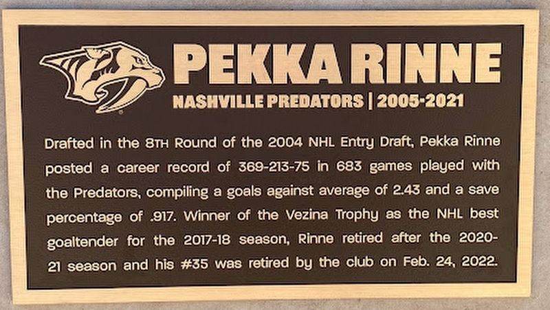 Predators Retiring Pekka Rinne's #35