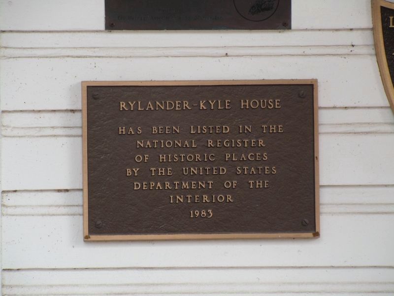 Rylander-Kyle House National Register of Historic Places plaque image. Click for full size.