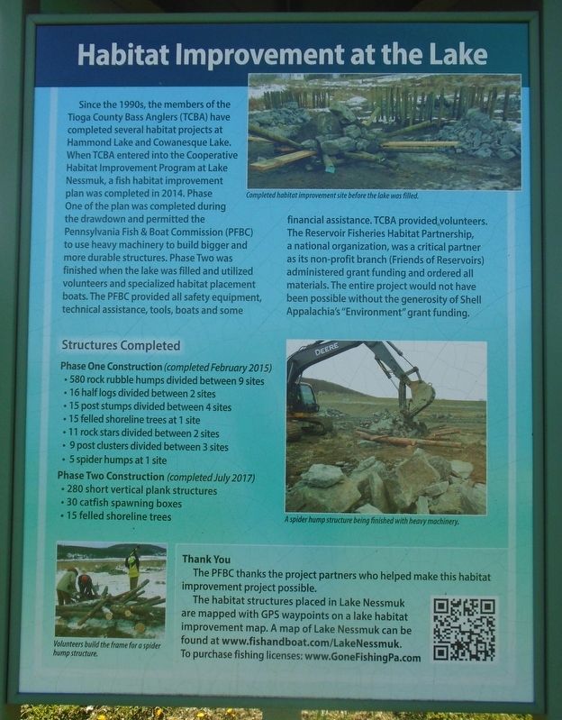 Habitat Improvement at the Lake Marker. Click for full size. Habitat Improvement at the Lake Marker image. Click for full size.