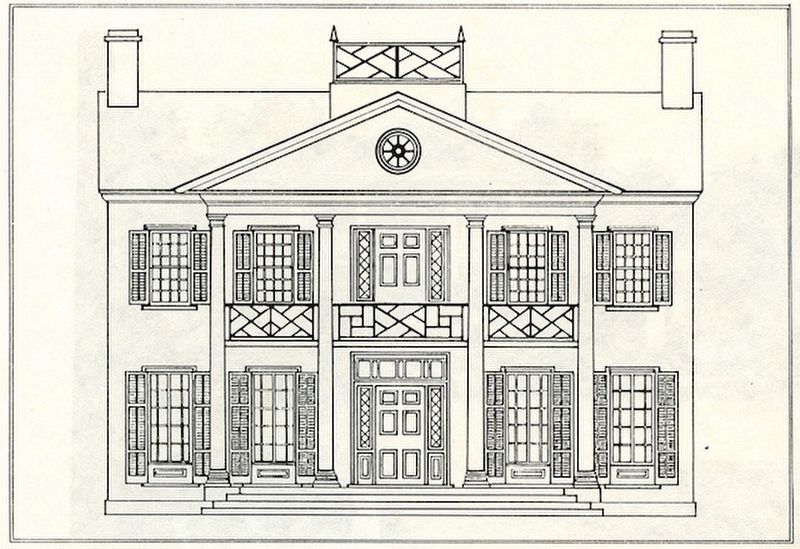 Sketch of the Asa Wolverton House Marker image. Click for full size.