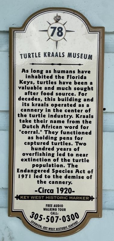 Turtle Kraals Museum Marker image. Click for full size.