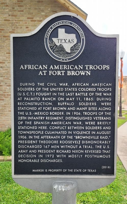 African American Troops at Fort Brown Marker image. Click for full size.
