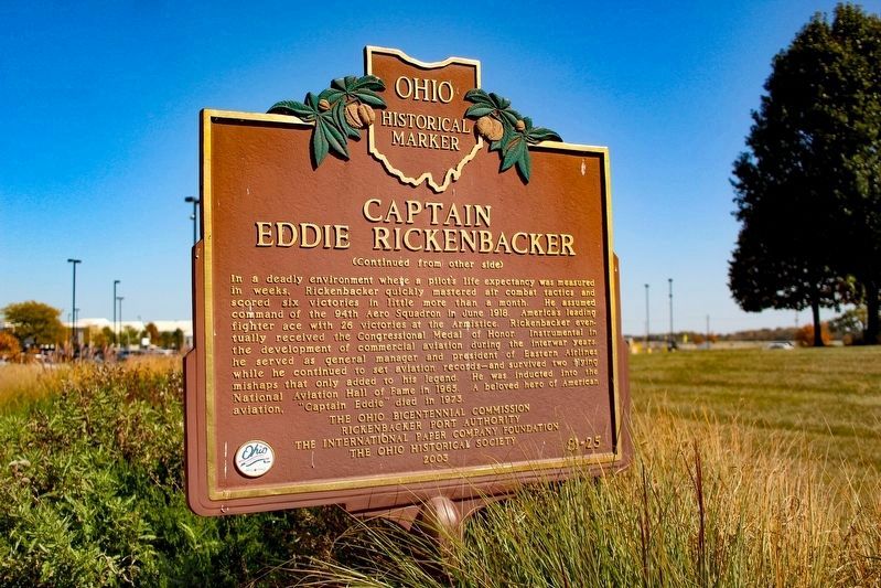 Captain Eddie Rickenbacker Marker Reverse. Click for full size. Captain Eddie Rickenbacker Marker Reverse image. Click for full size.