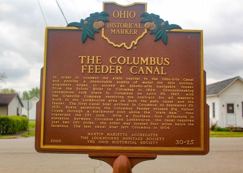 Ohio-Erie Canal and Locks / The Columbus Feeder Canal Marker Reverse image. Click for full size.