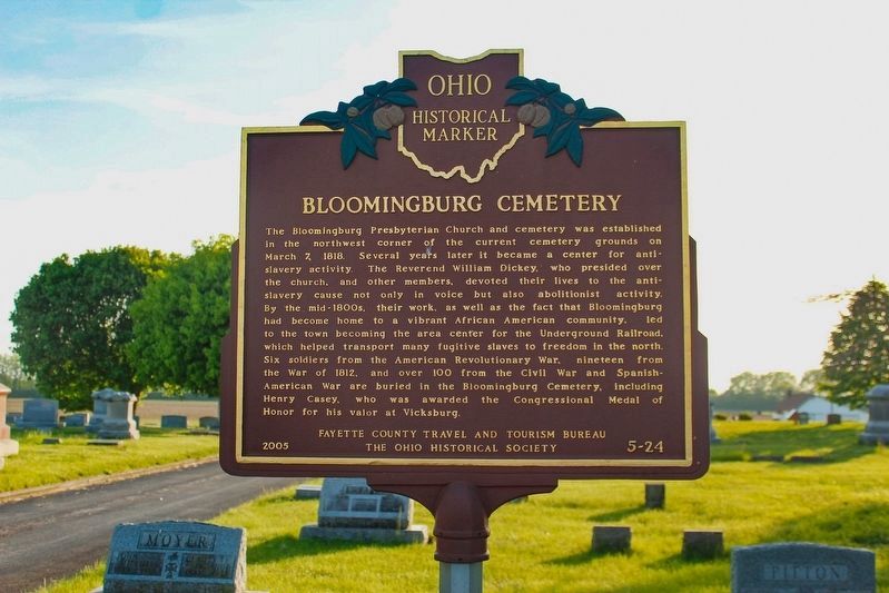 Bloomingburg Cemetery Marker. Click for full size. Bloomingburg Cemetery Marker image. Click for full size.