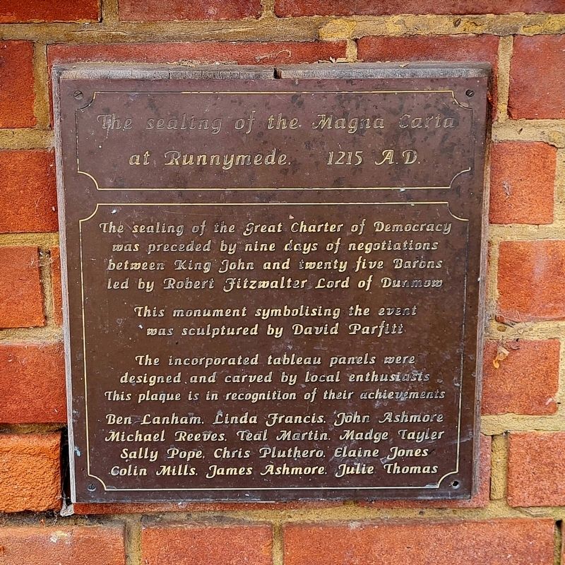 Sealing of the Magna Carta at Runnymede Marker image. Click for full size.