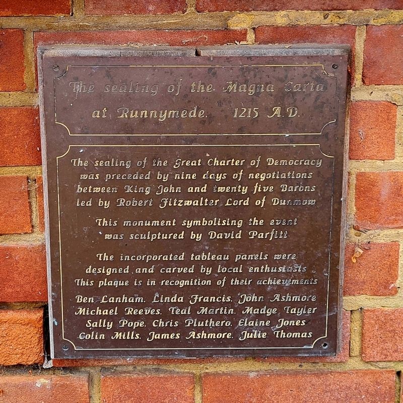 Sealing of the Magna Carta at Runnymede Marker. Click for full size. Sealing of the Magna Carta at Runnymede Marker image. Click for full size.
