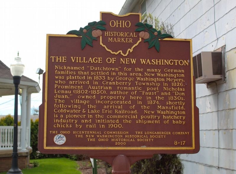 The Village of New Washington Marker. Click for full size. The Village of New Washington Marker image. Click for full size.