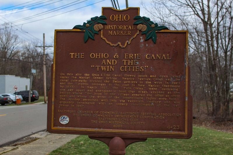 The Ohio & Erie Canal and the "Twin Cities" / The Ohio & Erie Canal and the Dry Dock Lock Marker. Click for full size. The Ohio & Erie Canal and the "Twin Cities" / The Ohio & Erie Canal and the Dry Dock Lock Marker image. Click for full size.