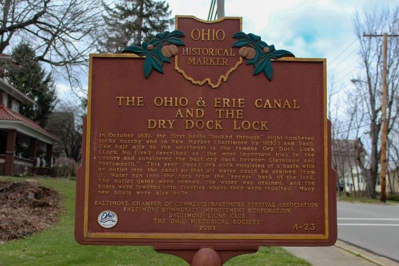 The Ohio & Erie Canal and the "Twin Cities" / The Ohio & Erie Canal and the Dry Dock Lock Marker. Click for full size. The Ohio & Erie Canal and the "Twin Cities" / The Ohio & Erie Canal and the Dry Dock Lock Marker image. Click for full size.