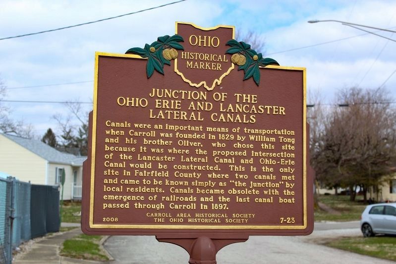 Junction of the Ohio Erie and Lancaster Lateral Canals Marker image. Click for full size.