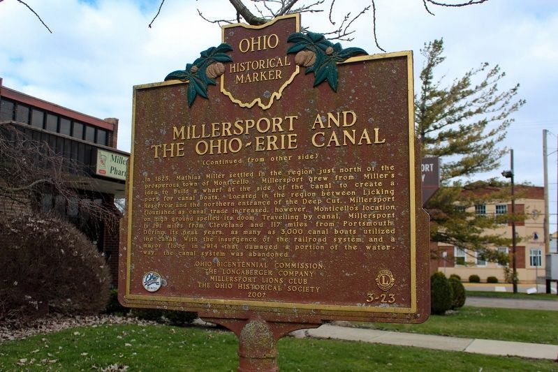 Deep Cut at the Licking Summit / Millersport and the Ohio-Erie Canal Marker Reverse image. Click for full size.
