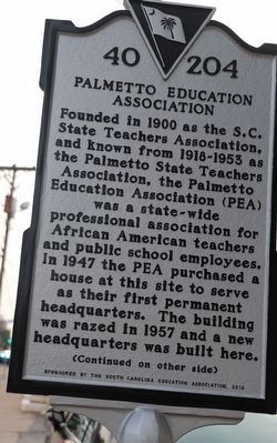 Palmetto Education Association Marker, Side One image. Click for full size.