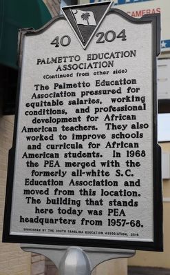 Palmetto Education Association Marker, Side Two image. Click for full size.