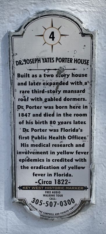 Dr. Joseph Yates Porter House Marker image. Click for full size.