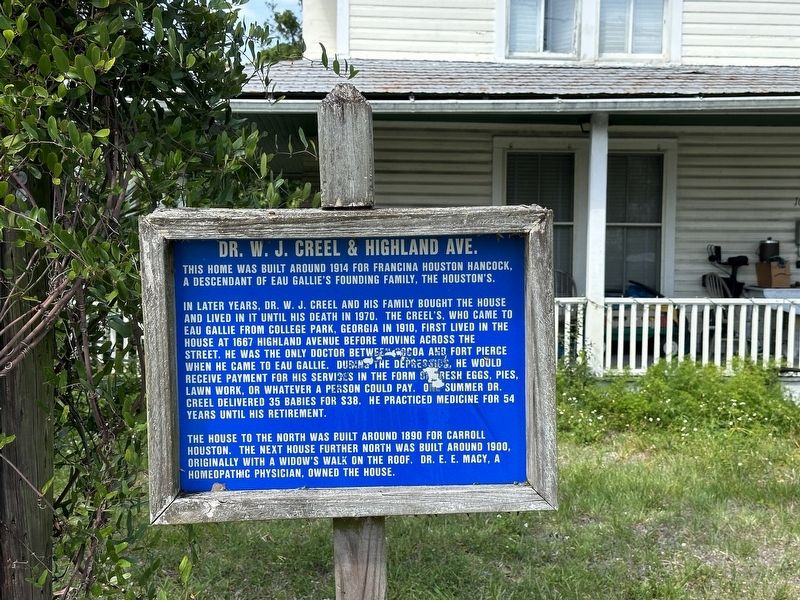 Dr. W. J. Creel & Highland Ave. Marker image. Click for full size.