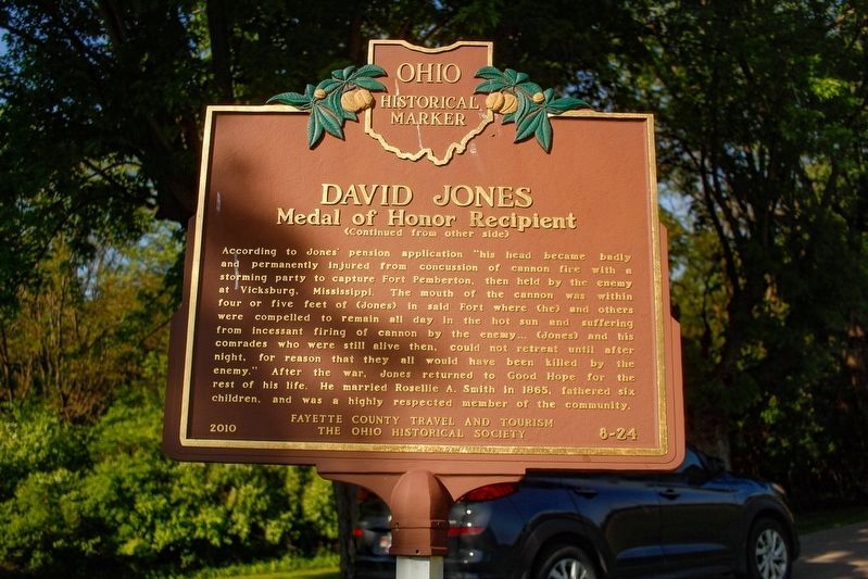 David Jones: Medal of Honor Recipient Marker Reverse. Click for full size. David Jones: Medal of Honor Recipient Marker Reverse image. Click for full size.
