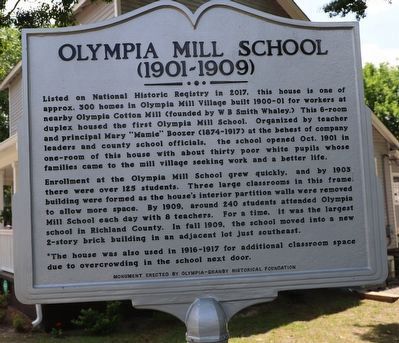 Olympia Mill School Marker Side image. Click for full size.