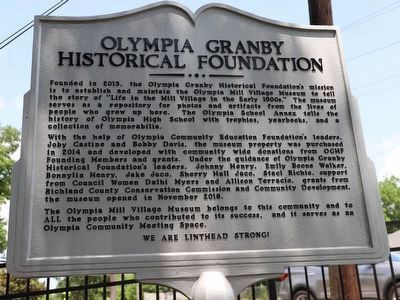 Olympia Granby Historical Foundation Marker Side image. Click for full size.